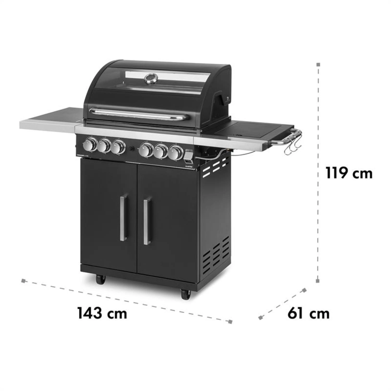 Tomahawk 4.2 SBG Gasgrill 6 Brenner 20,7 kW 64x42cm Grill Edelstahl Tomahawk 4.2 SBG Gasgrill 6 Brenner 20,7 KW 64x42cm Grill Edelstahl -Deutschland Klarstein Verkaufs-Shop 10032308 yy 0012 logo Klarstein Tomahawk SBG Gasgrill Edelstahl