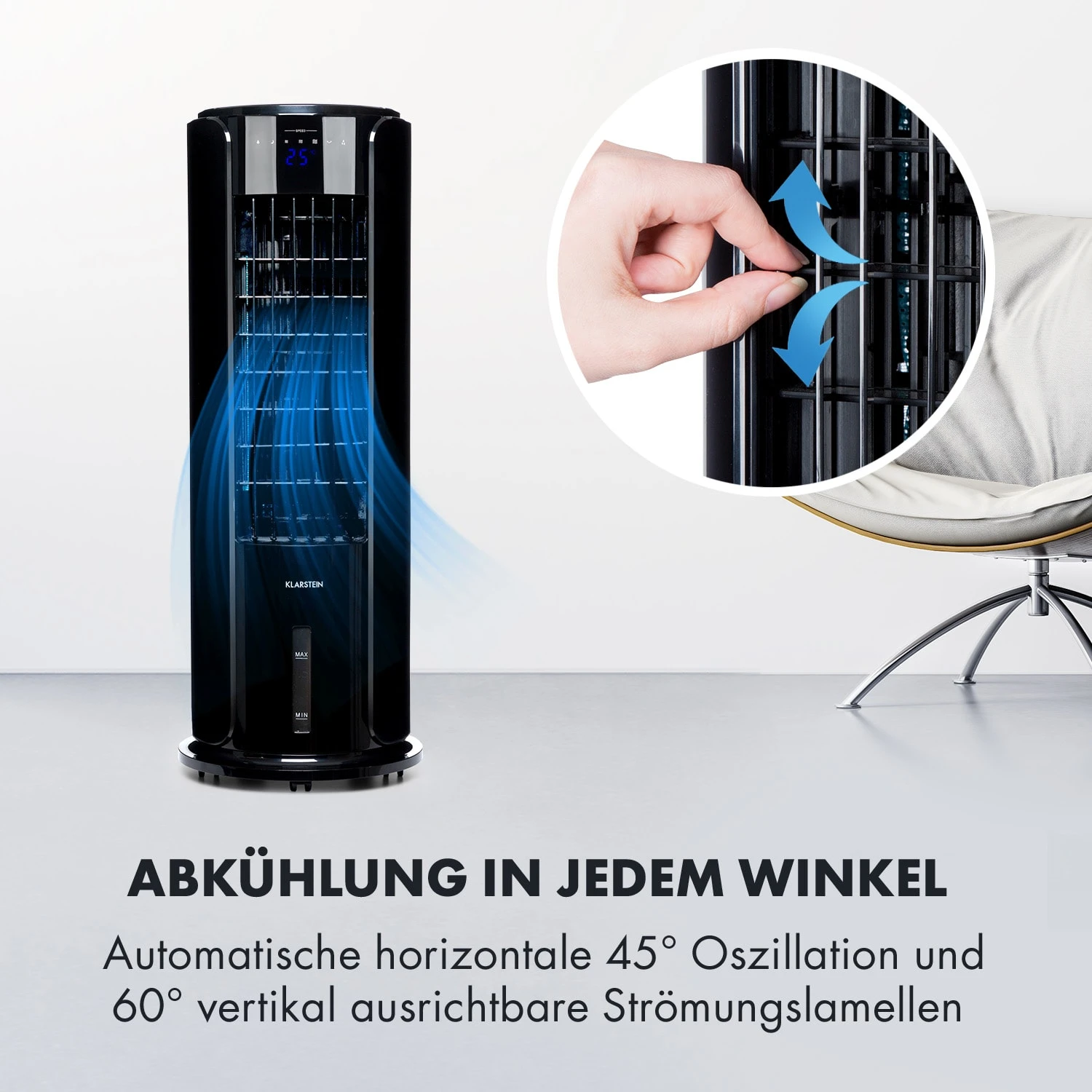 Skyscraper Horizon Luftkühler Ventilator 60W 486m³/h 3,5L Tank Skyscraper Horizon Luftkühler Ventilator 60W 486m³/h 3,5L Tank -Deutschland Klarstein Verkaufs-Shop 10032337 de 0004 logo