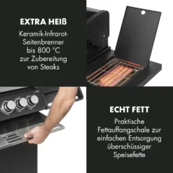 Highgrade 4 IB Gasgrill 6 Brenner 19,8 KW 71x46cm Grill Edelstahl -Deutschland Klarstein Verkaufs-Shop 10032580 de 0009 logo