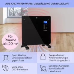 Norderney Konvektions-Heizgerät Thermostat Timer 1000W 20m² -Deutschland Klarstein Verkaufs-Shop 10032787 de 0004 usp