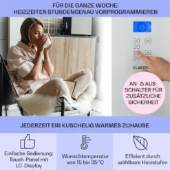 Norderney Konvektions-Heizgerät Thermostat Timer 1000W 20m² Weiß -Deutschland Klarstein Verkaufs-Shop 10032788 de 0003 usp