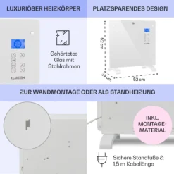 Norderney Konvektions-Heizgerät Thermostat Timer 1000W 20m² Weiß -Deutschland Klarstein Verkaufs-Shop 10032788 de 0006 usp
