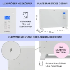 Norderney Konvektions-Heizgerät Thermostat Timer 2000W 30m² Weiß -Deutschland Klarstein Verkaufs-Shop 10032790 de 0006 usp