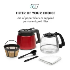 Aromatica II Duo Kaffeemaschine, Integriertes Mahlwerk, 1,25 L, Rot -Deutschland Klarstein Verkaufs-Shop 10032866 yy 0004 logo Klarstein Aromatica II Duo Kaffeemaschine rot