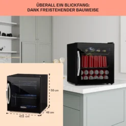 Beersafe L Onyx Kühlschrank 47 Liter 2 Böden Panoramaglastür. -Deutschland Klarstein Verkaufs-Shop 10032870 de 0006 usp