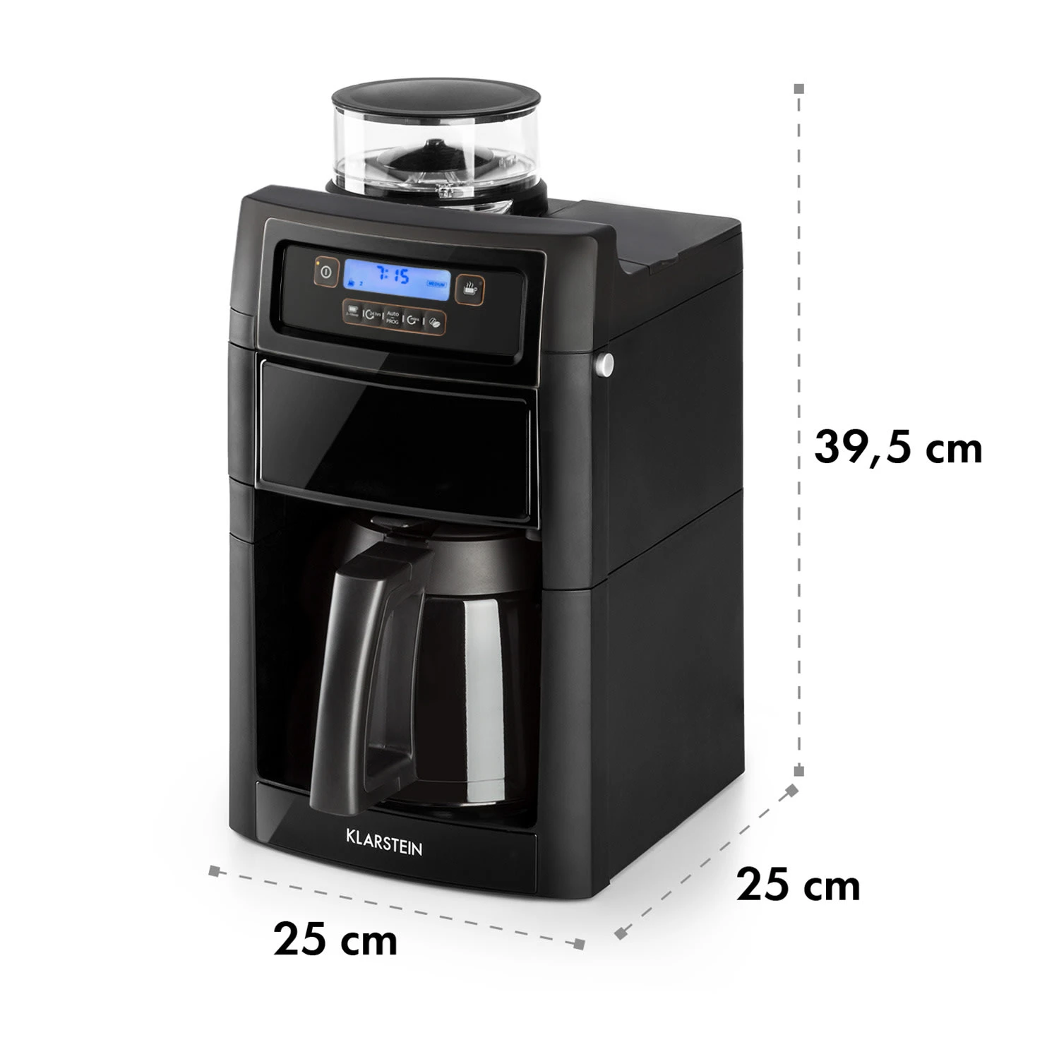 Aromatica II Thermo Kaffeemaschine, Mahlwerk, 1,25 L, Schwarz -Deutschland Klarstein Verkaufs-Shop 10032876 yy 0011 logo Klarstein Aromatica II Thermo Kaffeemaschine schwarz reedit