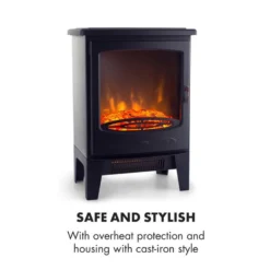 Meran Elektrischer Kamin 950/1850W 2-stufige Heizung Gusseisen-Stil -Deutschland Klarstein Verkaufs-Shop 10032893 yy 0012 logo Klarstein Meran Elektrischer Kamin schwarz