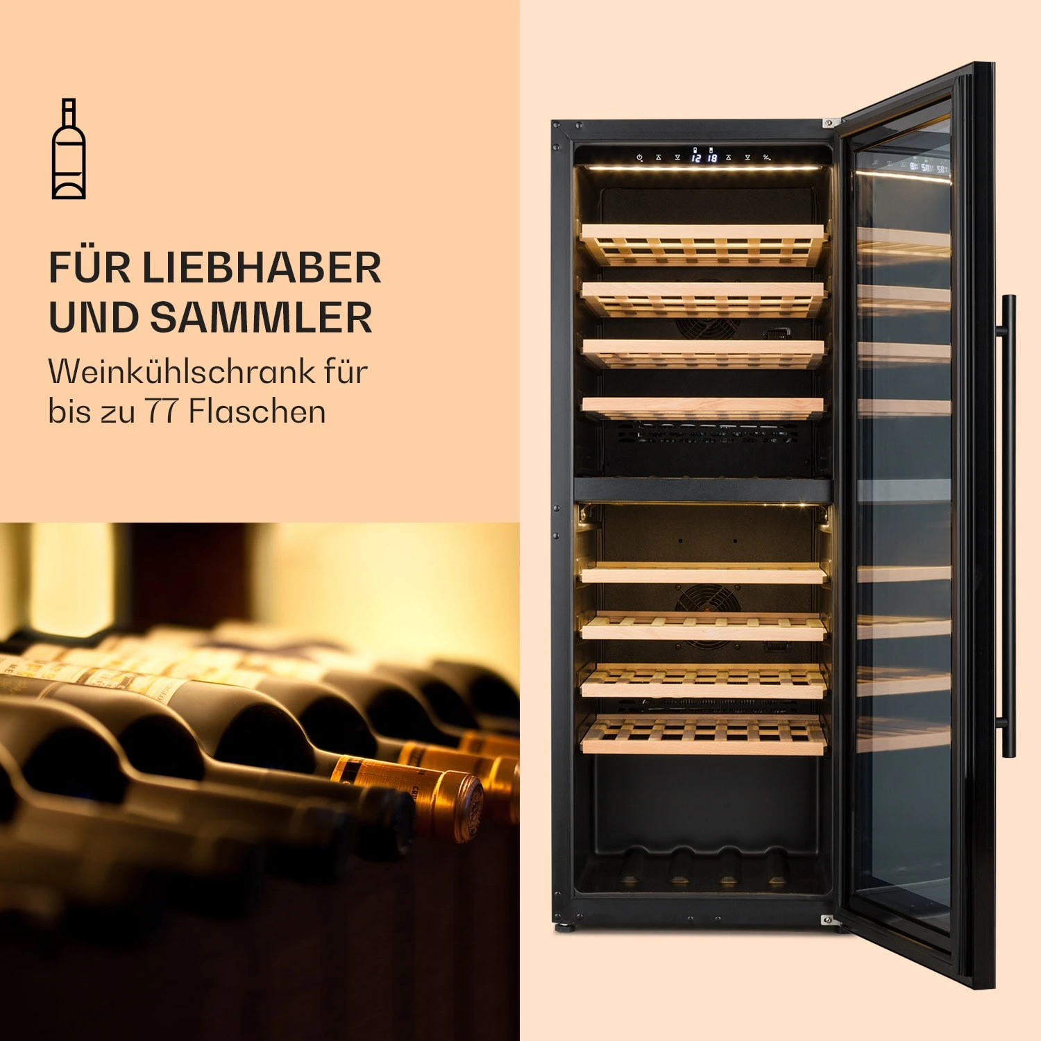 Barossa 77 Duo Weinkühlschrank 2 Zonen 191 L 77 Fl. Touch LED schwarz Barossa 77 Duo Weinkühlschrank 2 Zonen 191 L 77 Fl. Touch LED Schwarz -Deutschland Klarstein Verkaufs-Shop 10032963 de 0003 logo