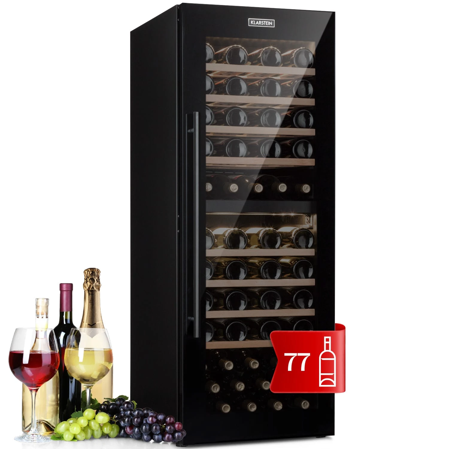 Barossa 77 Duo Weinkühlschrank 2 Zonen 191 L 77 Fl. Touch LED schwarz Barossa 77 Duo Weinkühlschrank 2 Zonen 191 L 77 Fl. Touch LED Schwarz -Deutschland Klarstein Verkaufs-Shop 10032963 uk 0001 main