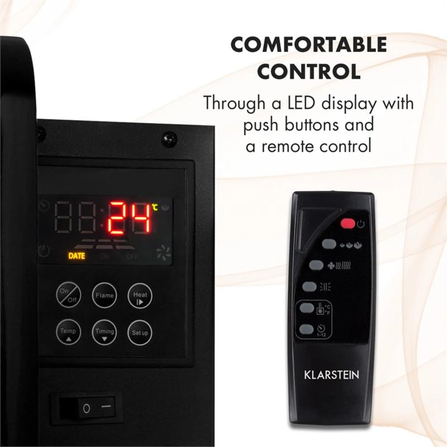 Klarstein Belfort Light & Fire Elektrischer Kamin 1000/2000W Fernbedienung Klarstein Belfort Light & Fire Elektrischer Kamin 1000/2000W Fernbedienung -Deutschland Klarstein Verkaufs-Shop 10032998 yy 0004 logo Klarstein Belfort Light Fire Elektrokamin schwarz