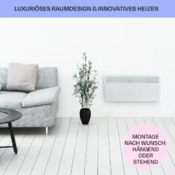 Hot Spot Slimcurve Heizgerät 80x40cm 40m² 2000W 5-40°C LED IP24 Weiß -Deutschland Klarstein Verkaufs-Shop 10033016 de 0007 usp