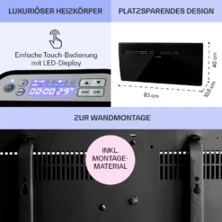 Hot Spot Slimcurve Heizgerät 80x40cm 40m² 2000W 5-40°C LED IP24 -Deutschland Klarstein Verkaufs-Shop 10033017 de 0006 usp