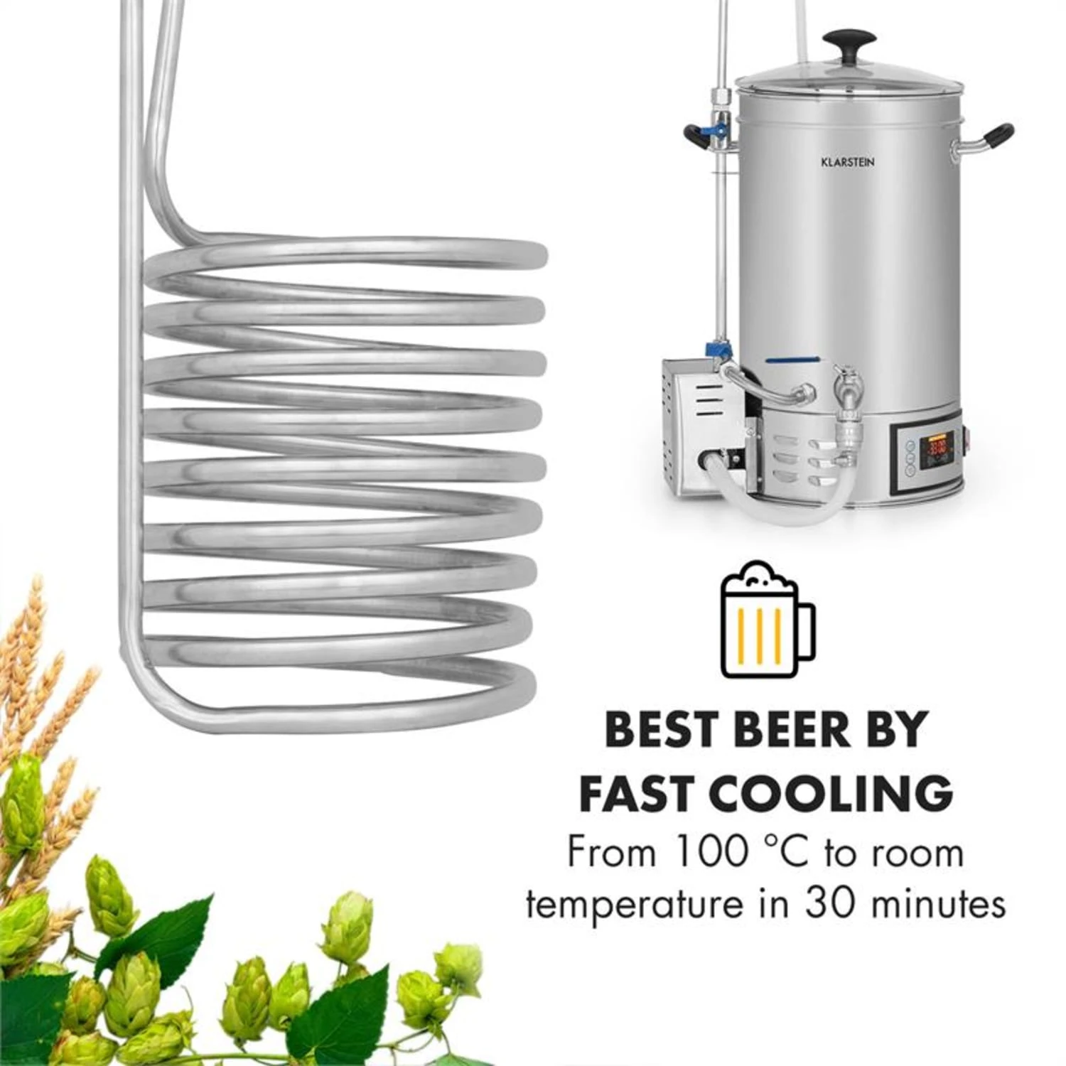 Chiller 6 Eintauchkühler Ø20 cm 9 Schleifen 304 Edelstahl Chiller 6 Eintauchkühler Ø20 Cm 9 Schleifen 304 Edelstahl -Deutschland Klarstein Verkaufs-Shop 10033081 yy 0002 logo Klarstein Chiller 6 Eintauchkuehler 9 Schleifen