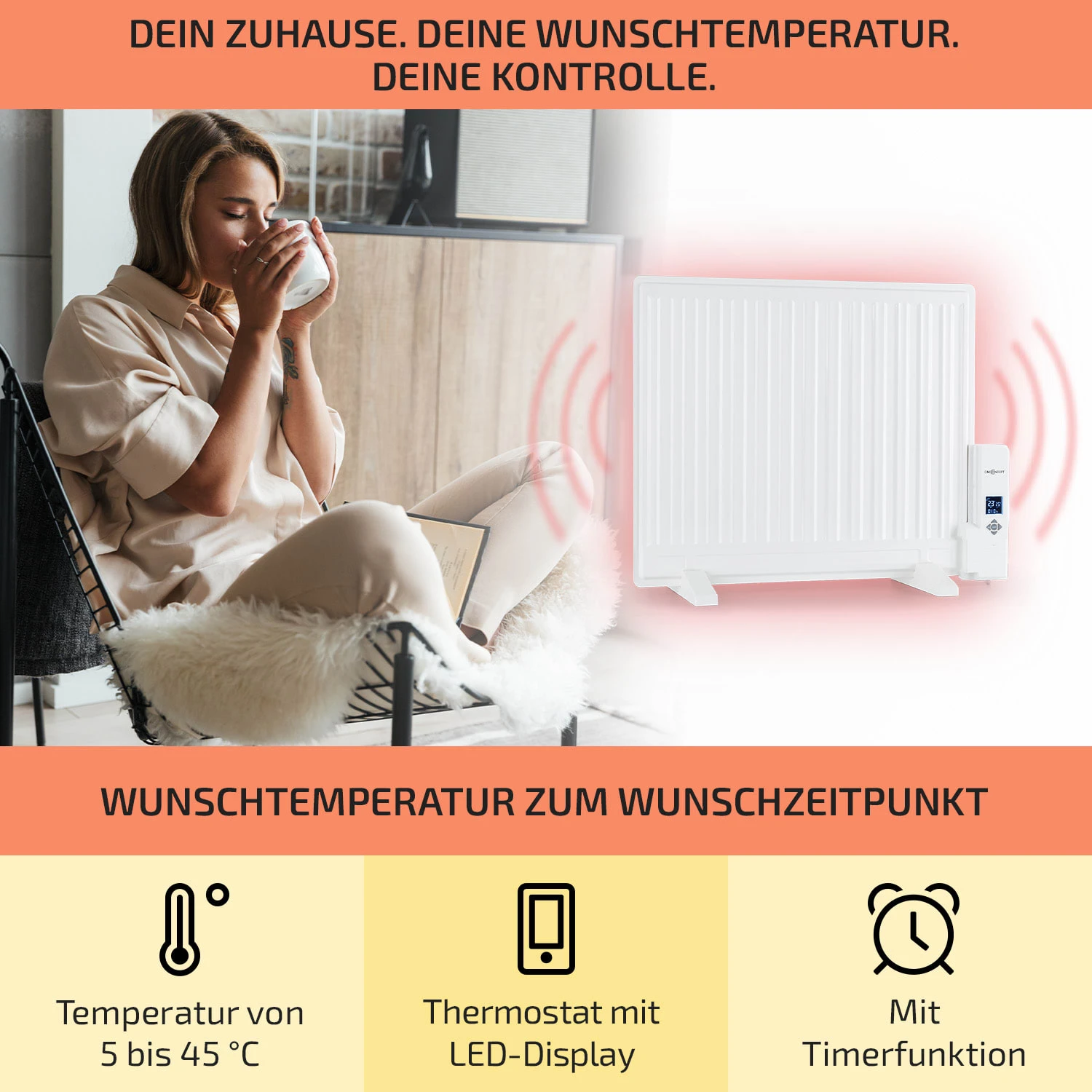 Wallander Ölradiator 600W LED-Display Wochentimer weiß Wallander Ölradiator 600W LED-Display Wochentimer Weiß -Deutschland Klarstein Verkaufs-Shop 10033098 de 0003 usp