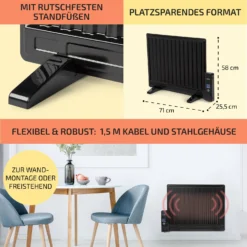 Wallander Ölradiator 600W Thermostat Ölheizung Ultraflach Schwarz -Deutschland Klarstein Verkaufs-Shop 10033099 de 0006 usp