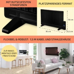 Wallander Ölradiator 800W Thermostat Ölheizung Ultraflach Schwarz -Deutschland Klarstein Verkaufs-Shop 10033101 de 0006 usp