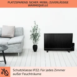 Wallander Ölradiator 800W Thermostat Ölheizung Ultraflach Schwarz -Deutschland Klarstein Verkaufs-Shop 10033101 de 0007 usp