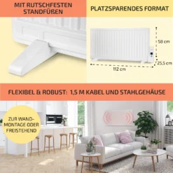 Wallander Ölradiator 1000W Thermostat Ölheizung Ultraflach Weiß -Deutschland Klarstein Verkaufs-Shop 10033102 de 0006 usp