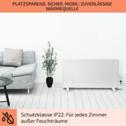 Wallander Ölradiator 1000W Thermostat Ölheizung Ultraflach Weiß -Deutschland Klarstein Verkaufs-Shop 10033102 de 0007 usp