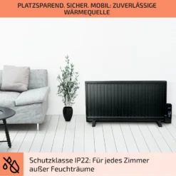 Wallander Ölradiator 1000W Thermostat Ölheizung Ultraflach Schwarz -Deutschland Klarstein Verkaufs-Shop 10033103 de 0007 usp