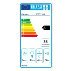 Kronleuchter XL Inselabzugshaube 90cm Umluft 590m³/h LED Touch Schwarz -Deutschland Klarstein Verkaufs-Shop 10033108 energy label