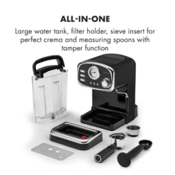 Espressionata Gusto Espressomaschine 1100W 15 Bar Druck Schwarz -Deutschland Klarstein Verkaufs-Shop 10033209 yy 0008 logo Klarstein Espressionata Gusto Espressomaschine reedit