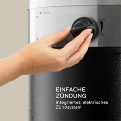 Goldflame Deluxe Terrassenheizstrahler 36.000BTU/11kW Mobil Edelstahl -Deutschland Klarstein Verkaufs-Shop 10033278 yy 0004 logo Blumfeldt Goldflame Deluxe Heizstrahler schwarz