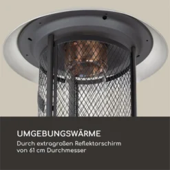 Goldflame Deluxe Terrassenheizstrahler 36.000BTU/11kW Mobil Edelstahl -Deutschland Klarstein Verkaufs-Shop 10033278 yy 0008 logo Blumfeldt Goldflame Deluxe Heizstrahler schwarz