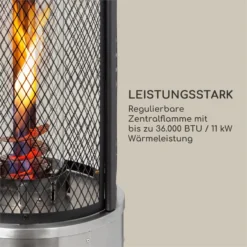 Goldflame Deluxe Terrassenheizstrahler 36.000BTU/11kW Mobil Edelstahl -Deutschland Klarstein Verkaufs-Shop 10033280 yy 0003 logo Blumfeldt Goldflame Deluxe Heizstrahler silber