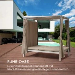 Eremitage Double Sunbed 2 Pers Stahl-Rahmen Sonnendach Vorhänge Taupe -Deutschland Klarstein Verkaufs-Shop 10033316 de 0004 logo