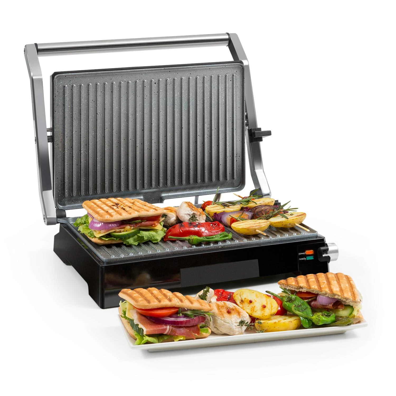 Buffalo Kontaktgrill Paninimaker 2000W Edelstahl silber/schwarz Buffalo Kontaktgrill Paninimaker 2000W Edelstahl Silber/schwarz -Deutschland Klarstein Verkaufs-Shop 10033349 yy 0001 titel
