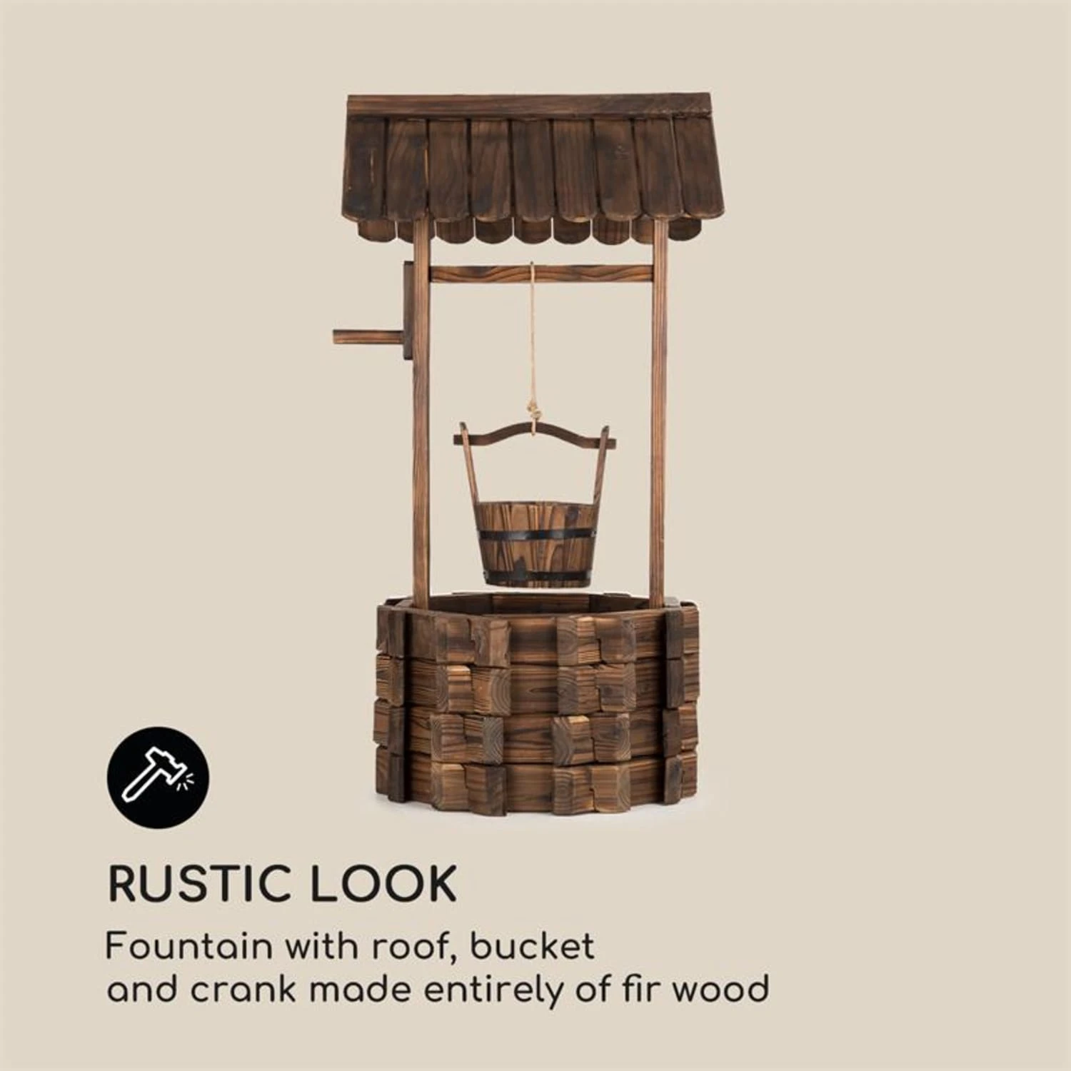 Andernach Zierbrunnen Tannenholz mit Eimer drehbare Kurbel Andernach Zierbrunnen Tannenholz Mit Eimer Drehbare Kurbel -Deutschland Klarstein Verkaufs-Shop 10033353 yy 0004 logo Blumfeldt Andernach Zierbrunnen braun