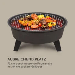 Nolana 2-in-1-Feuerschale Ø73cm Funkenschutz Ø64cm Grill Stahl Schwarz -Deutschland Klarstein Verkaufs-Shop 10033383 de 0004 logo