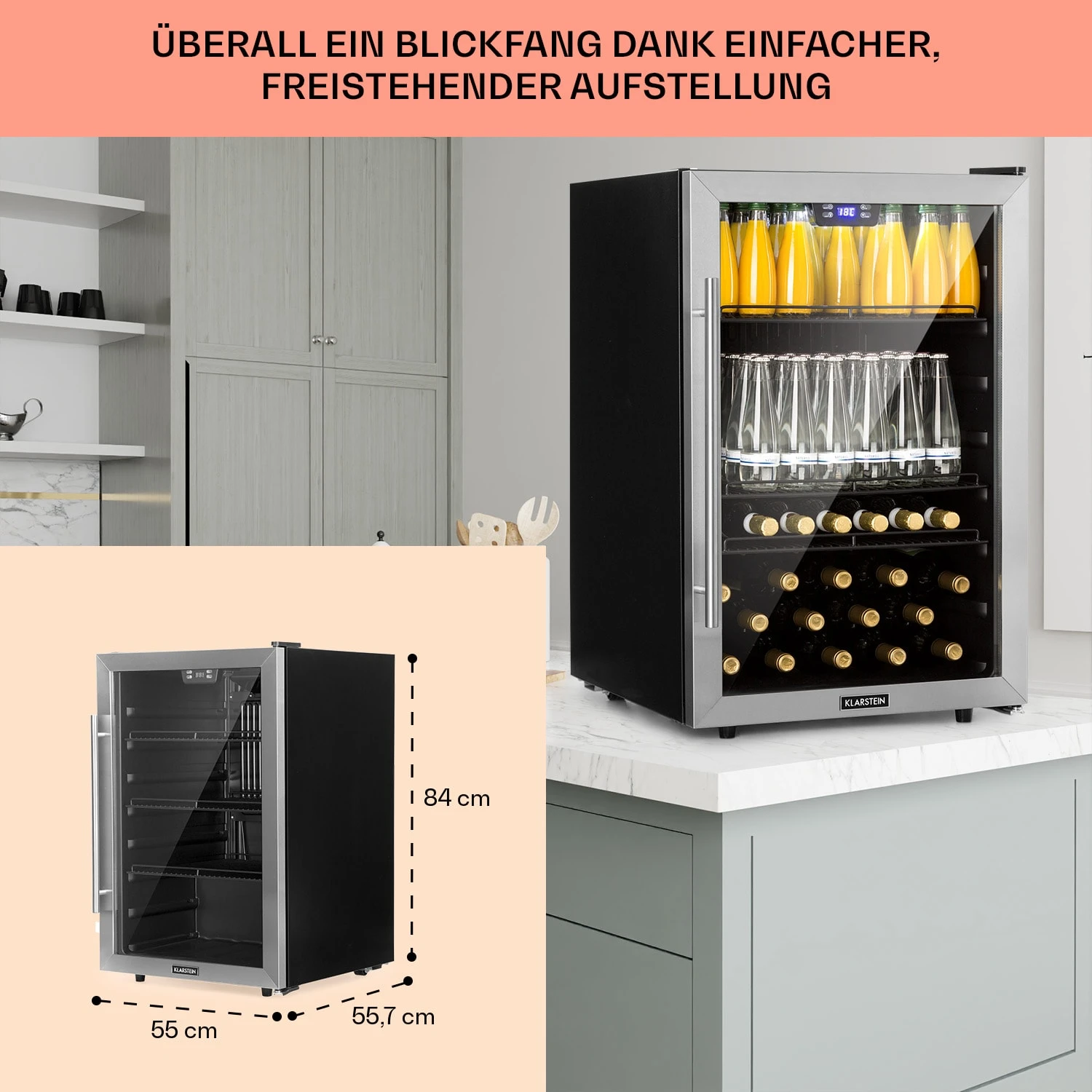 Beersafe 5XL Kühlschrank 148 Liter 3 Böden Panoramaglastür Edelstahl Beersafe 5XL Kühlschrank 148 Liter 3 Böden Panoramaglastür Edelstahl -Deutschland Klarstein Verkaufs-Shop 10033435 DE 0006 usp