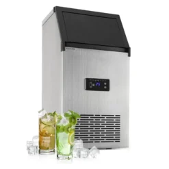 Glacial XL Profi-Eiswürfelmaschine 38kg/d 15l LED Edelstahl Schwarz