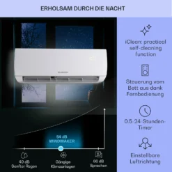 Windwaker Split-Klimaanlage 12.000 BTU/3,6 KW Luftdurchsatz 600m³/h -Deutschland Klarstein Verkaufs-Shop 10033483 de 0004 usp