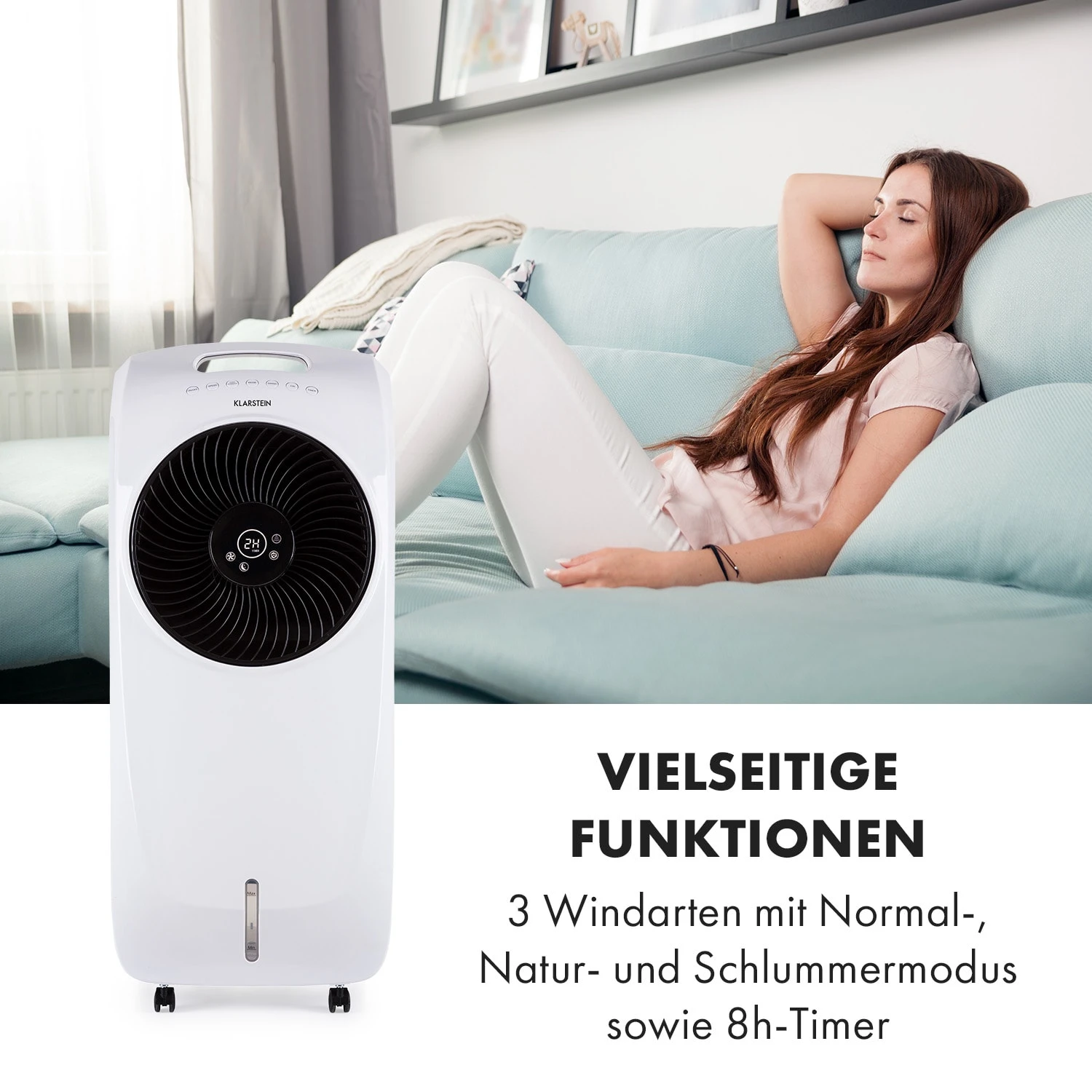 Rotator 4-in-1 Luftkühler 396 m³/h 110W 7 Ltr 360° Fernbedienung mobil Rotator 4-in-1 Luftkühler 396 M³/h 110W 7 Ltr 360° Fernbedienung Mobil -Deutschland Klarstein Verkaufs-Shop 10033547 de 0006 logo