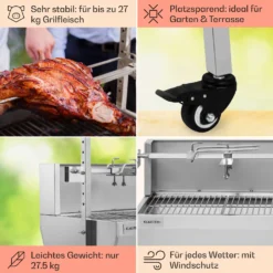 Sauenland Pro Spanferkelgrill Drehspieß 13W 4 Rollen Edelstahl -Deutschland Klarstein Verkaufs-Shop 10033566 de 0005 usp