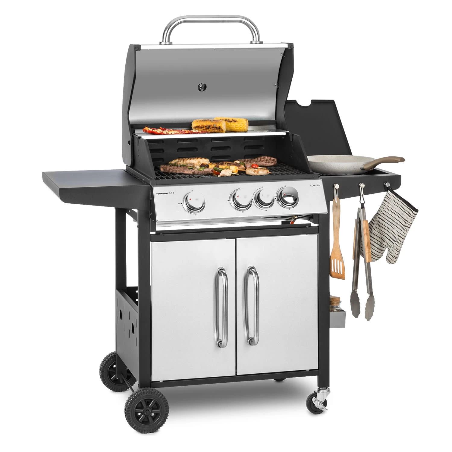 Tomahawk 3.1 S Gasgrill 3x3,6kW Brenner+2,7 kW 60x45cm Grill Edelstahl Tomahawk 3.1 S Gasgrill 3x3,6kW Brenner+2,7 KW 60x45cm Grill Edelstahl -Deutschland Klarstein Verkaufs-Shop 10033567 yy 0001 titel