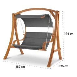 Maui Hollywoodschaukel 110 Cm 2-Sitzer Massivholz Polyester Dunkelgrau -Deutschland Klarstein Verkaufs-Shop 10033573 yy 0009 logo Blumfeldt Maui Hollywoodschaukel Grau