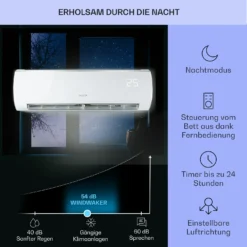 Windwaker Eco Split-Klimaanlage 9.000 BTU/2,7 KW Luftdurchsatz 610 M³/h Max. A++ -Deutschland Klarstein Verkaufs-Shop 10033600 de 0004 usp