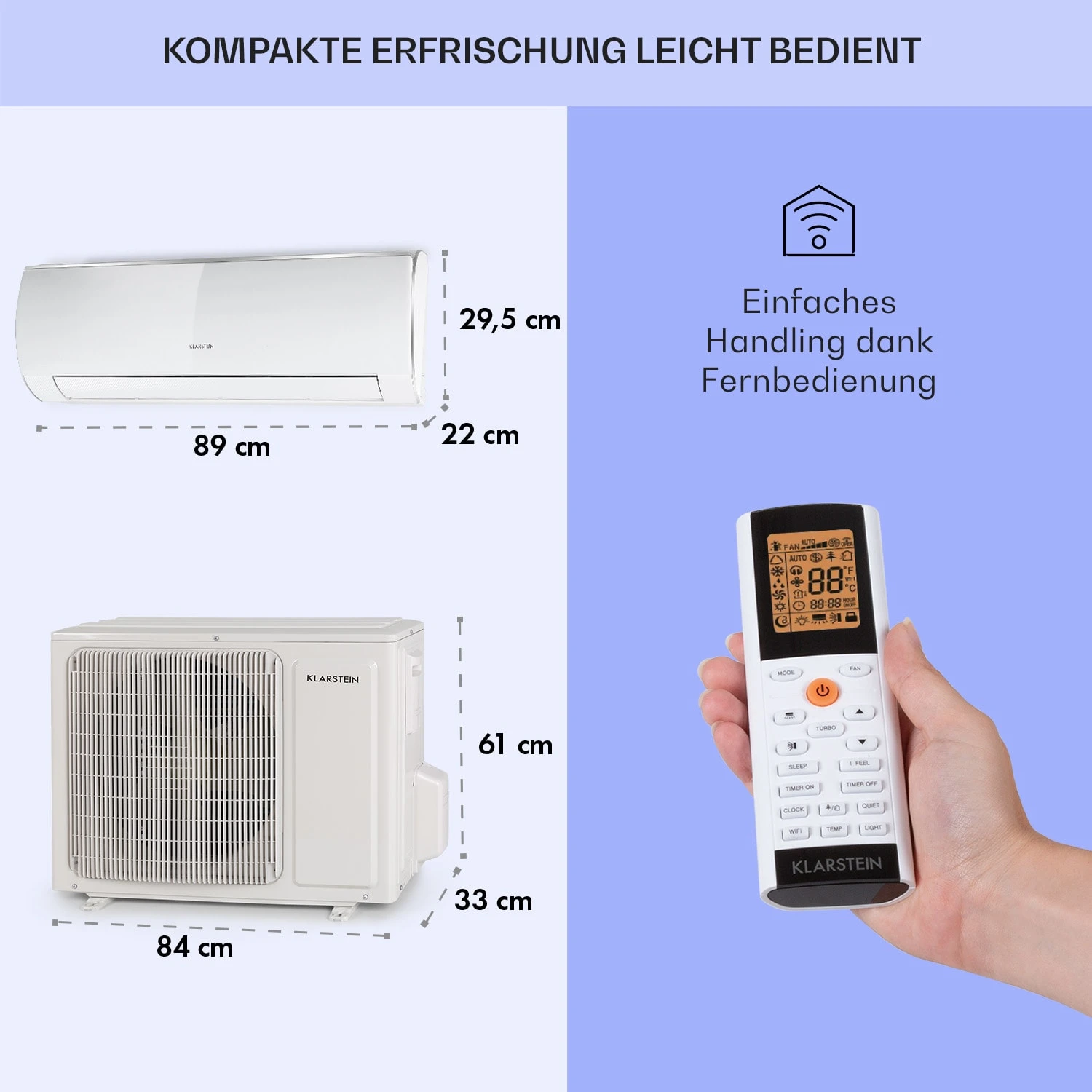 Windwaker Eco Split-Klimaanlage 12.000 BTU/3,5 kW Luftdurchsatz 680 m³/h max. A++ Windwaker Eco Split-Klimaanlage 12.000 BTU/3,5 KW Luftdurchsatz 680 M³/h Max. A++ -Deutschland Klarstein Verkaufs-Shop 10033601 de 0006 usp