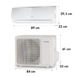 Windwaker Eco Split-Klimaanlage 12.000 BTU/3,5 KW Luftdurchsatz 680 M³/h Max. A++ 6 Windwaker Eco Split-Klimaanlage 12.000 BTU/3,5 KW Luftdurchsatz 680 M³/h Max. A++ -Deutschland Klarstein Verkaufs-Shop 10033601 yy 0007 dimensions