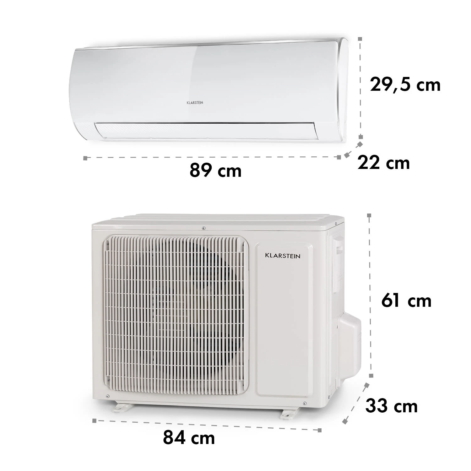Windwaker Eco Split-Klimaanlage 12.000 BTU/3,5 kW Luftdurchsatz 680 m³/h max. A++ Windwaker Eco Split-Klimaanlage 12.000 BTU/3,5 KW Luftdurchsatz 680 M³/h Max. A++ -Deutschland Klarstein Verkaufs-Shop 10033601 yy 0007 dimensions