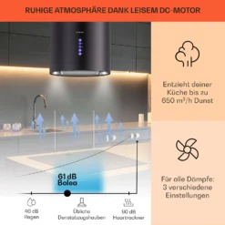 Beretta Inselabzugshaube Ø35cm 650m³/h LED Inkl. Aktivkohlefilter -Deutschland Klarstein Verkaufs-Shop 10033718 de 0003 usp