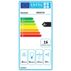 Beretta Inselabzugshaube Ø35cm 650m³/h LED Inkl. Aktivkohlefilter -Deutschland Klarstein Verkaufs-Shop 10033718 energy label