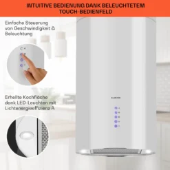 Beretta Inselabzugshaube Ø35cm Ab-/Umluft 650m³/h LED Edelstahl -Deutschland Klarstein Verkaufs-Shop 10033719 de 0004 usp