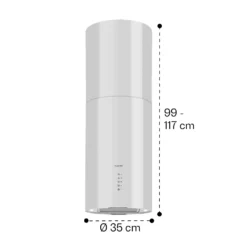Beretta Inselabzugshaube Ø35cm Ab-/Umluft 650m³/h LED Edelstahl -Deutschland Klarstein Verkaufs-Shop 10033719 yy 0011 dimensions