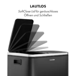 Trash Gordon Treteimer 30L / 2x15L Geräuschlos PP Edelstahl Schwarz -Deutschland Klarstein Verkaufs-Shop 10033721 de 0003 logo