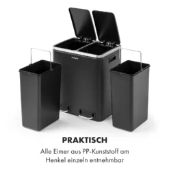 Trash Gordon Treteimer 30L / 2x15L Geräuschlos PP Edelstahl Schwarz -Deutschland Klarstein Verkaufs-Shop 10033721 de 0005 logo